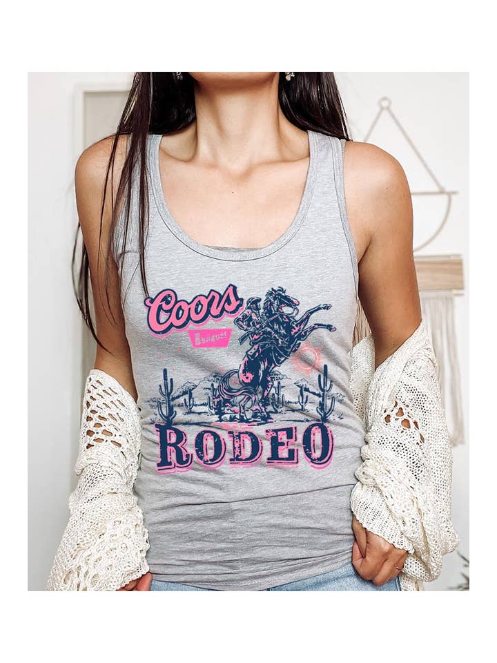 Pink Irene Wholesale - Wholesale Tank Top - Women's - Coors Rodeo Western Graphic Racerback Tank Top