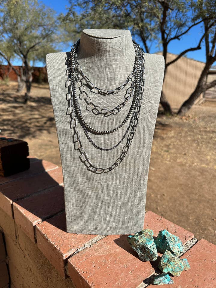 SILVER CITY Handmade Sterling Silver 5 Strand Necklace for wholesale by Nizhonitradersllc