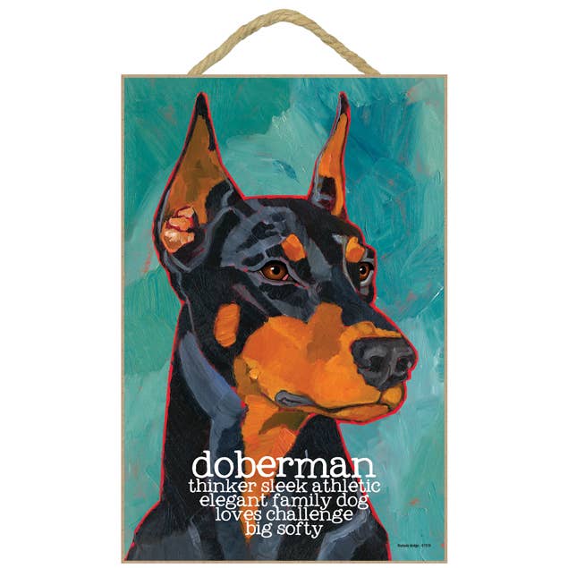Doberman 7" x 10" plaque / sign for wholesale by SJT Enterprises, Inc.