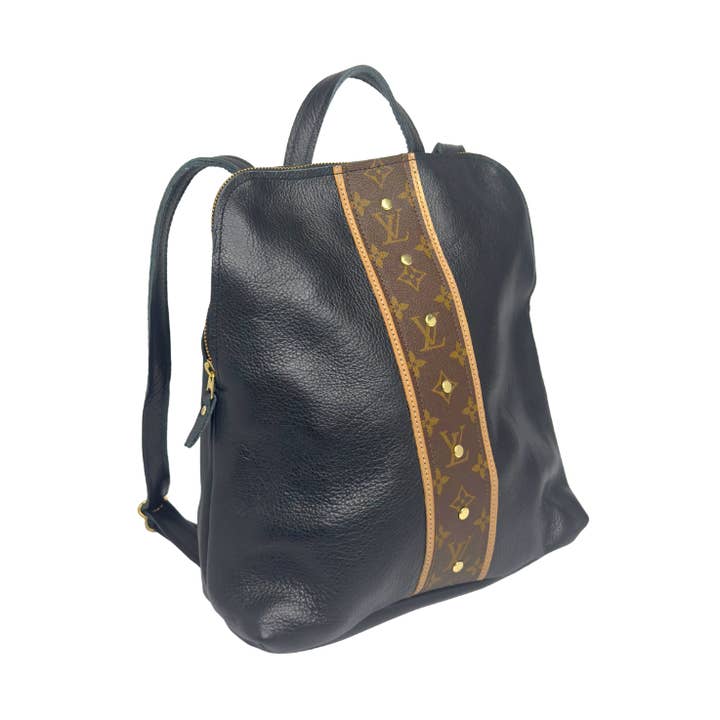 Mochila Riley en cuero negro | LV reciclado para venta al por mayor de Beaudin Wholesale