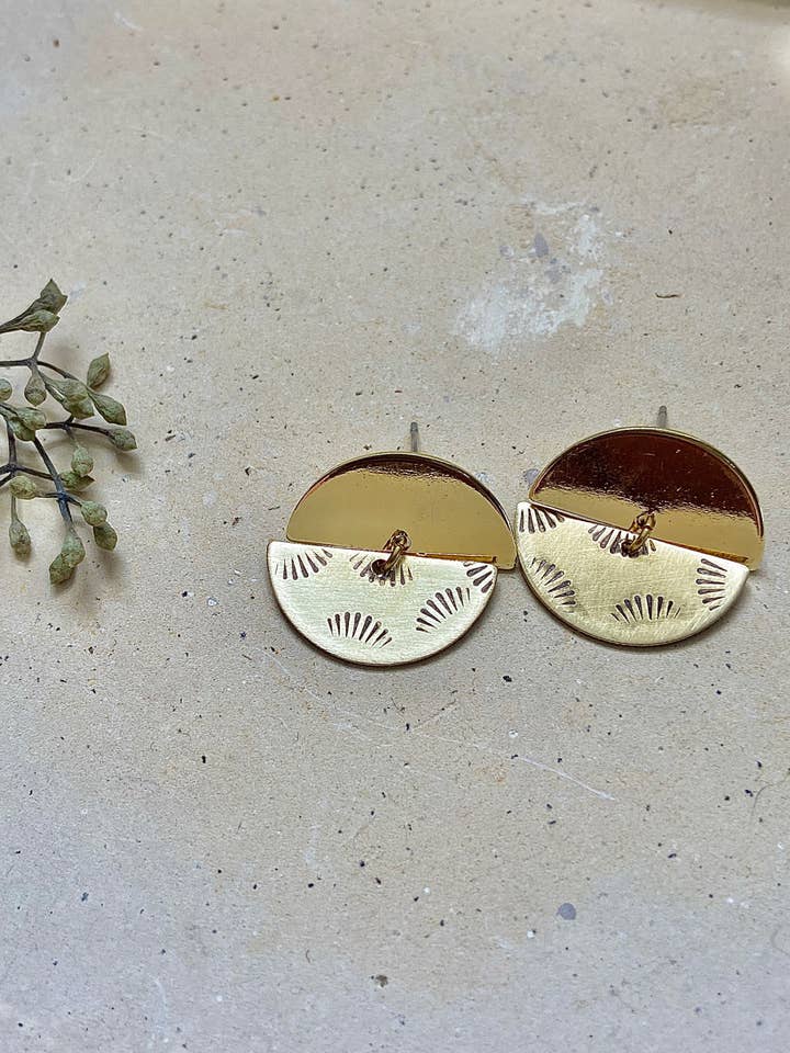 Little Hand Stamped Stud Earrings for wholesale by Found & Feral