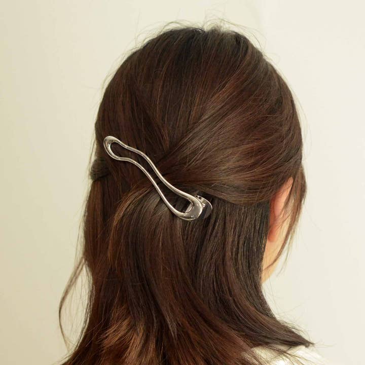 nar'sha - Wholesale Hair Clip - Women's - Long Metal Hair Claw Clip | Silver
