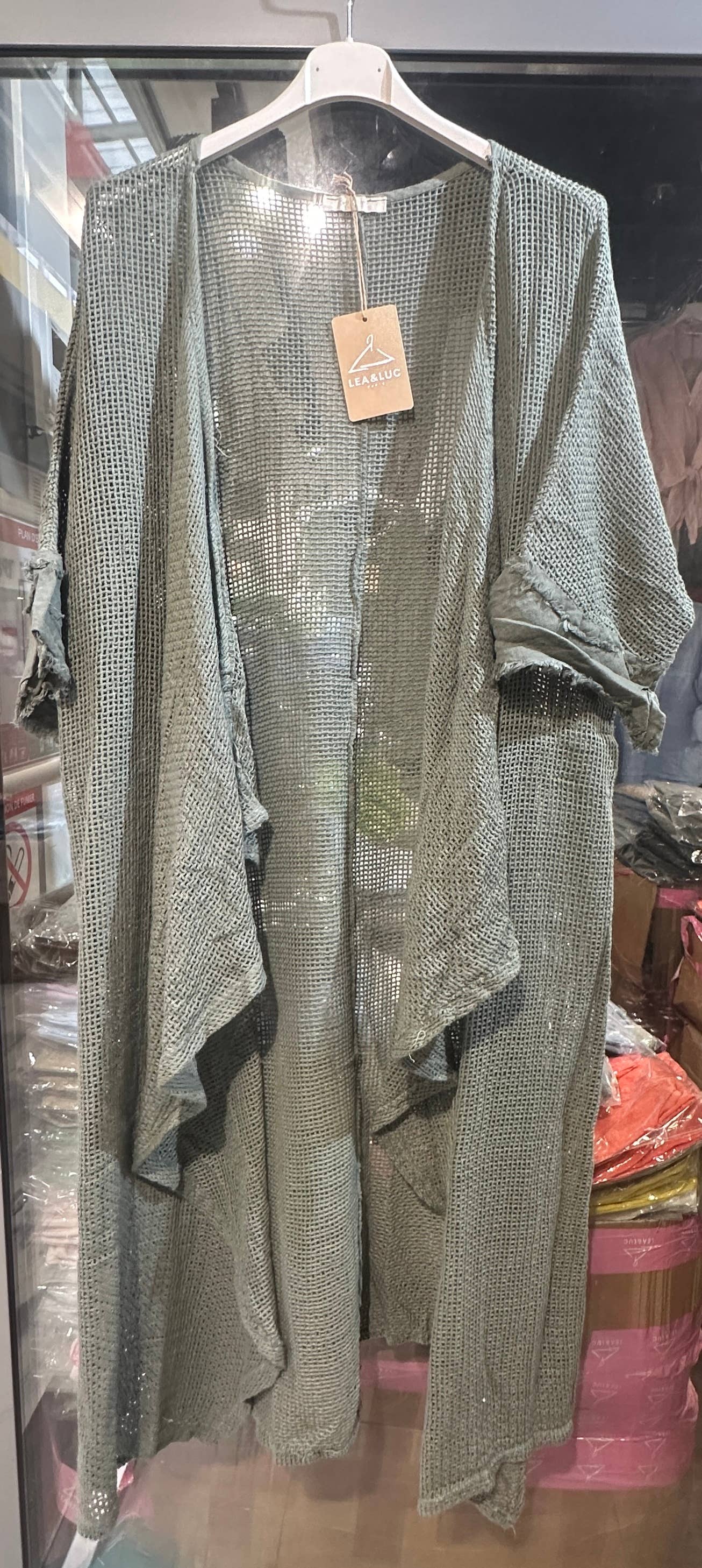 LÉA & LUC - Wholesale Vest - Dames - Opengewerkt vest van 100% katoen met 100% linnen mouwen REF. 6086518