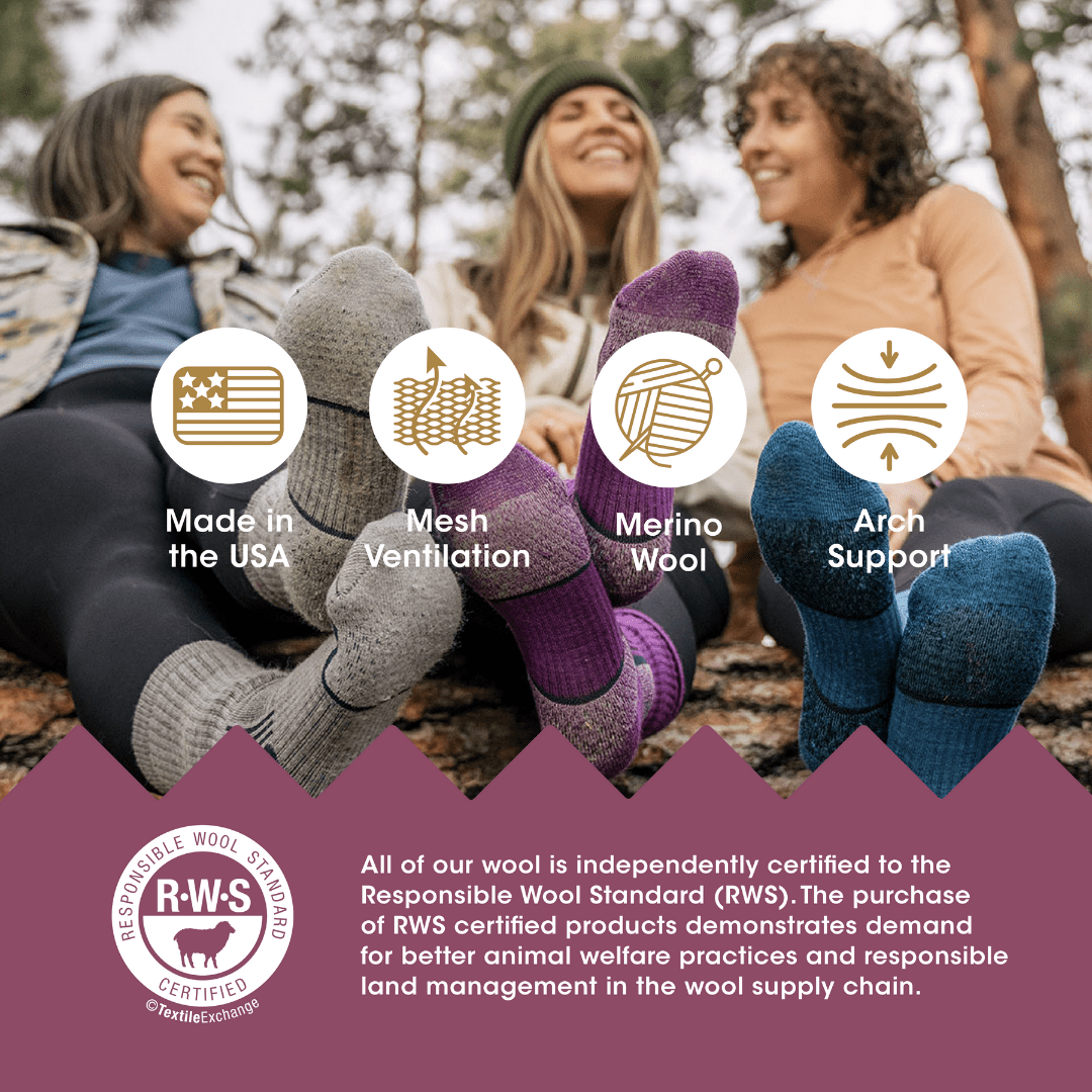 ToughCutie - Vente Chaussettes – femme - Classique Athlétique Randonneur en Laine Mérinos Crew5