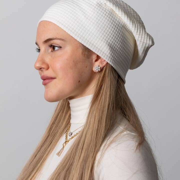 Cream Waffle Beanie for wholesale by VALERI