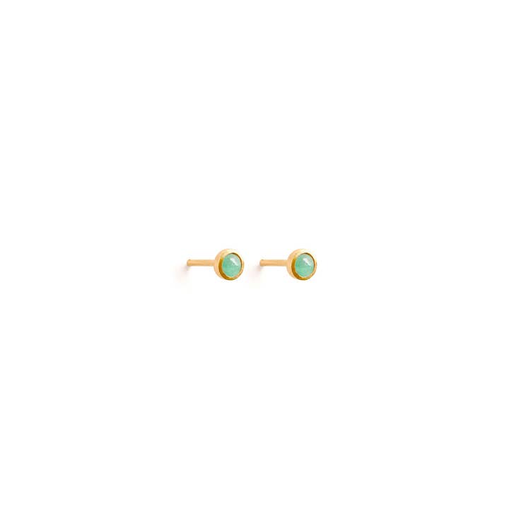 Wanderlust Life - Wholesale Stud/Post Earrings - May Emerald Birthstone Stud Earrings