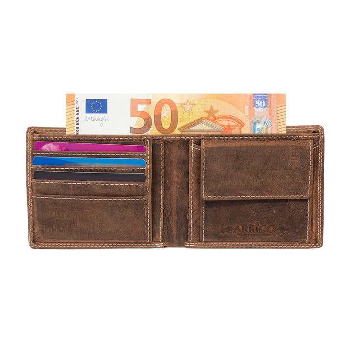 Arrigo - Wholesale Wallet - Men's - Men Billfold Wallet Buffalo Leather With Compact Model RFID15