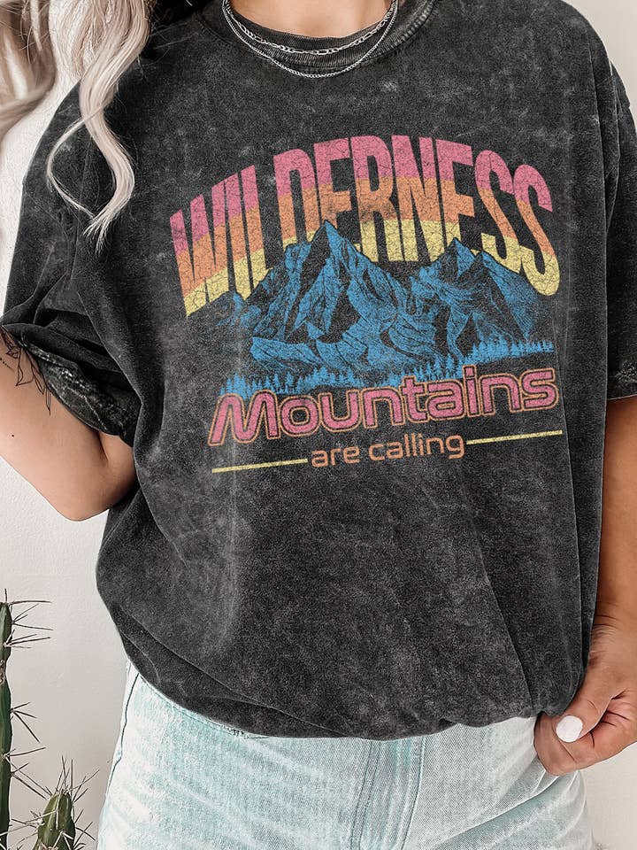 charcoal Unisex oversize Mineral Wash - Wilderness Top for wholesale on Faire1