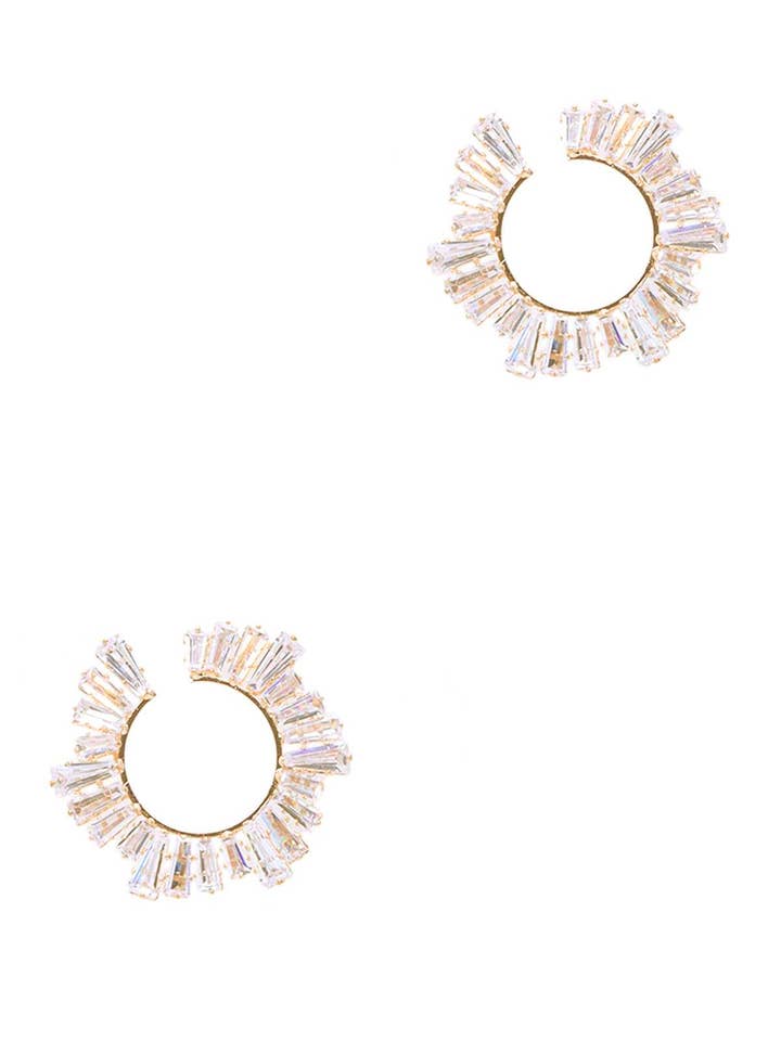 Boucles d'oreilles rondes en pierre baguette pour la vente par Shop Neighbors