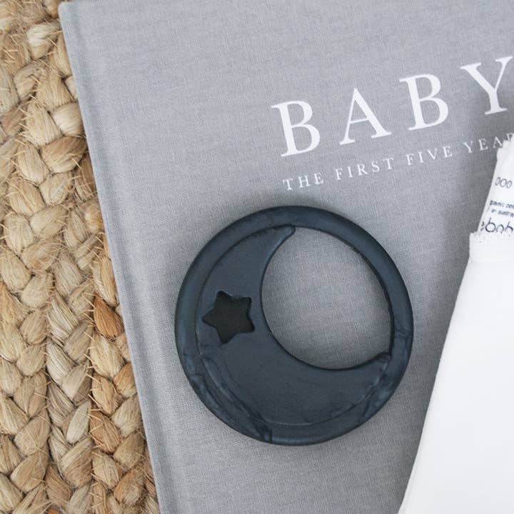 Luna Silicone Teether Black Marble for wholesale by Bella Buttercup