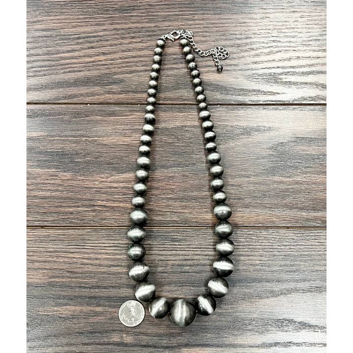ISAC Trading Inc - Wholesale Beaded/Pearl Necklace - 739190, 24-inch Very-Big Graduated Navajo Bead Necklace