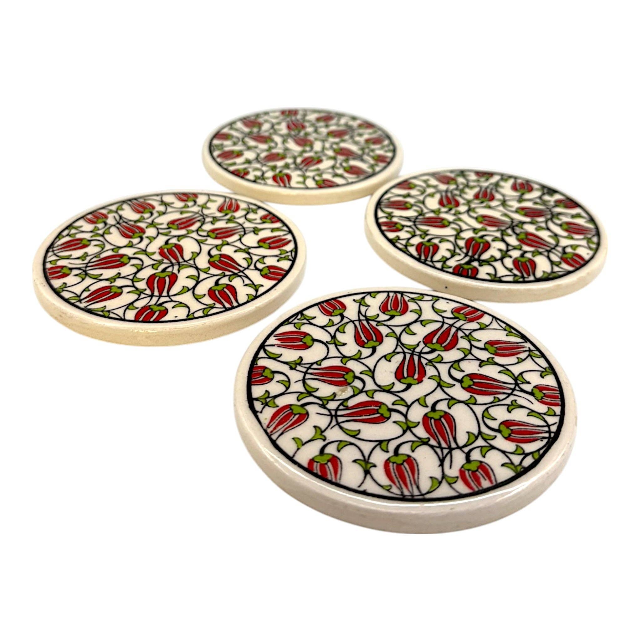 cotonIQ - Wholesale Coasters - Ceramic Coasters - Set of 4 - Tulip - 9cm2