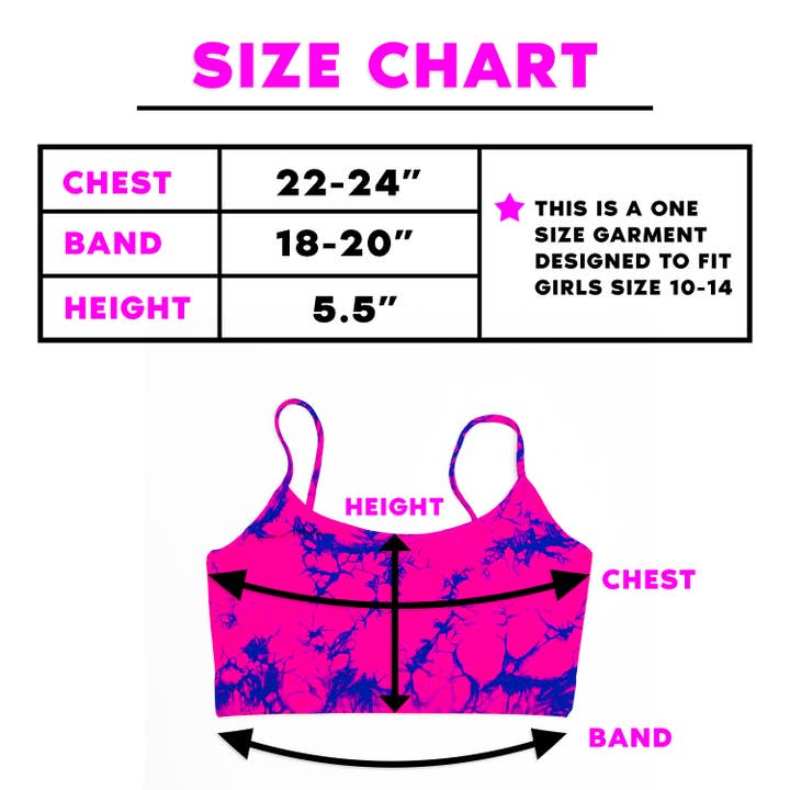 Malibu Sugar - Wholesale Tank Top - Kids - Marble Tie Dye Bandeau Bra Cami With Cheer Embellishment