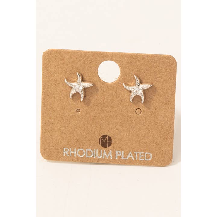 Fame Accessories - Wholesale Stud/Post Earrings - Gold Dipped Cz Starfish Stud Earrings