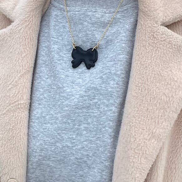 Jewelry By Elina Dahl - Wholesale Pendant/Charm Necklace - Necklace black bow.