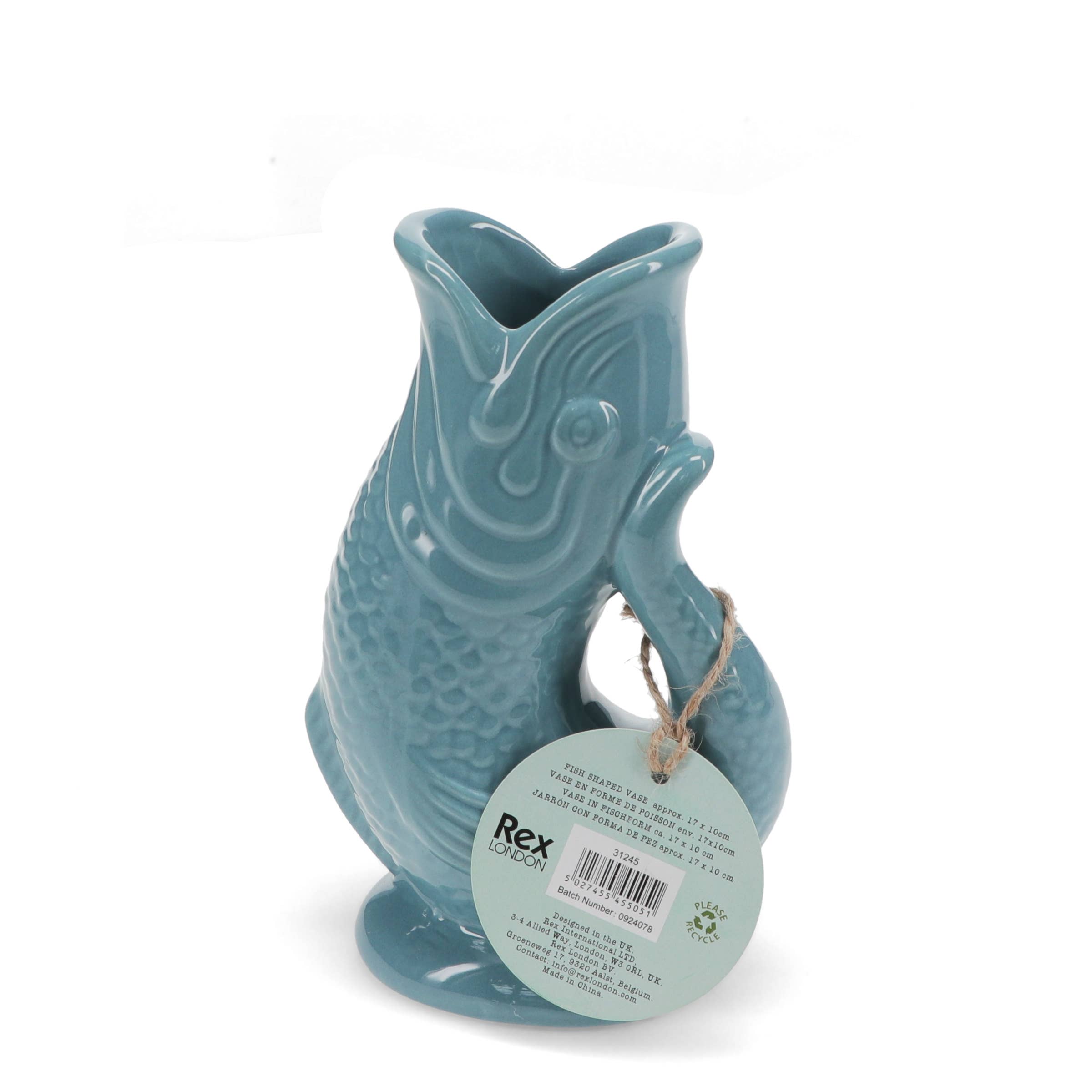 Rex B2B - UK - Wholesale Vase - Ceramic fish vase - Blue2