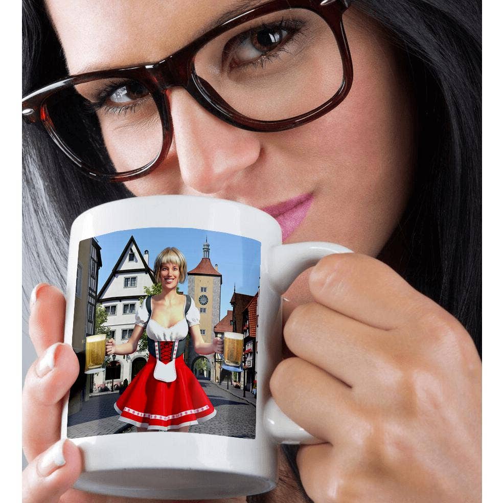 3dRose - Vendita all'ingrosso Tazza - 3dRose, Città Bavarese con Cameriera che Serve Birra, Tazza9