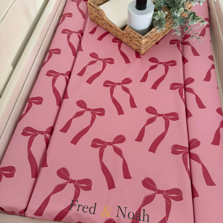 Fred & Noah - Wholesale Changing Mat/Pad - Baby - Pink Bow Changing Mat