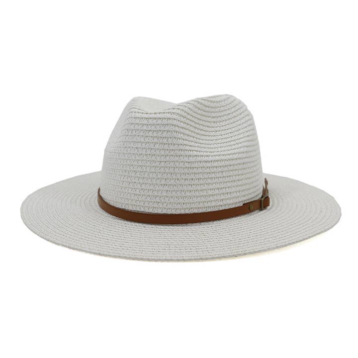 Suzie Q USA - Wholesale Straw Hat - Women's - Brown Leather Belt Big Eaves Jazz Straw Hat