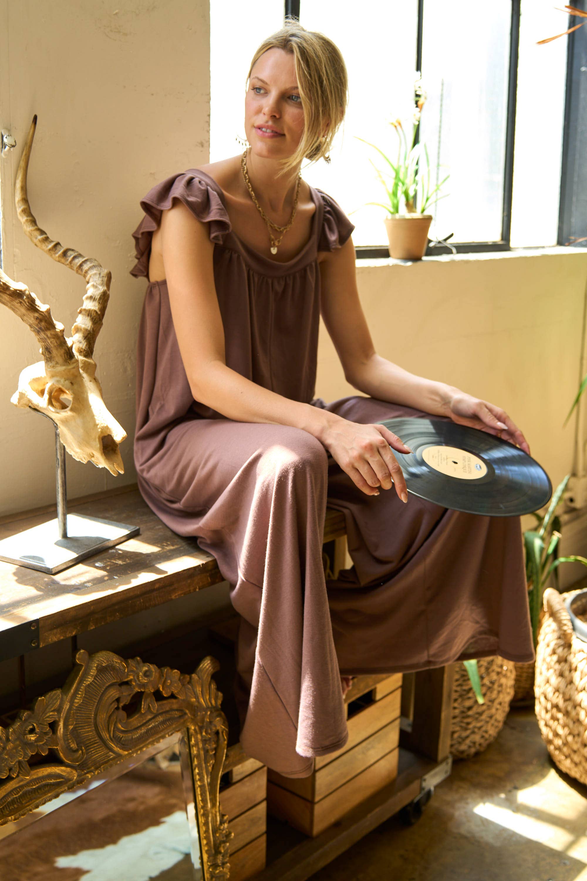 JADE BY JANE - Wholesale Jumpsuit - Women's - Ruffle Knit Maxi Jumpsuit KRJ8050-12