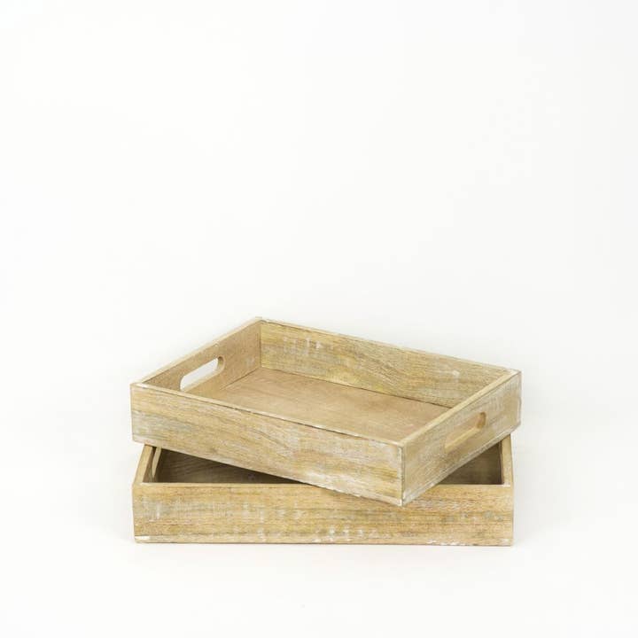 Adams & Co. - Wholesale Decorative Tray - 11501 - 16x2x10, 14x2x10 Mango wd nstd trays s/2 Thanks