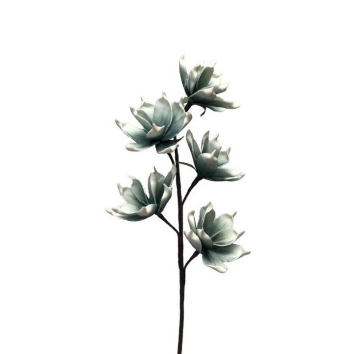 David Christopher's Collection - Wholesale Artificial Flowers - EVA Mini Magnolia Spray Grey Blue 25"