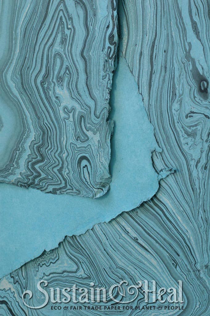 Sustain & Heal – wholesale Craft supplies – Teal Marble Sheet #011