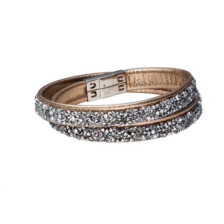 Bracciale in pelle «Minirocks» doppio oro rosa, doppio per la vendita all'ingrosso da parte di Crocus