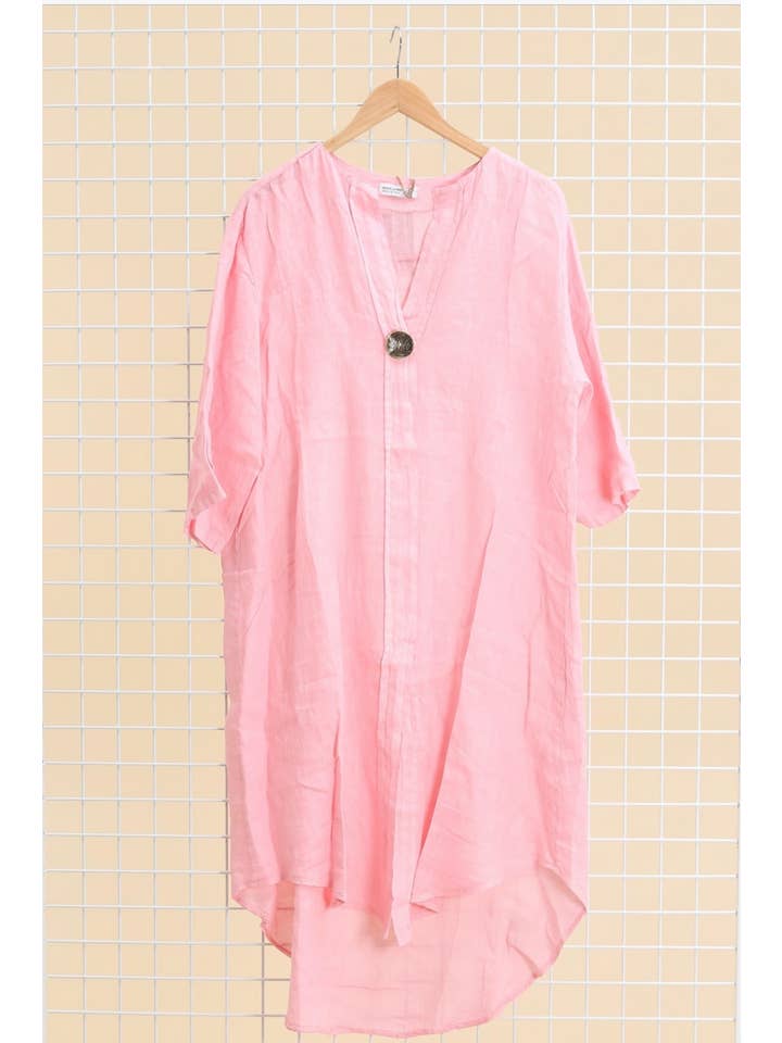 LÉA & LUC - Vente Robe – femme - Robes en 100% Lin avec un bouton REF. 554714