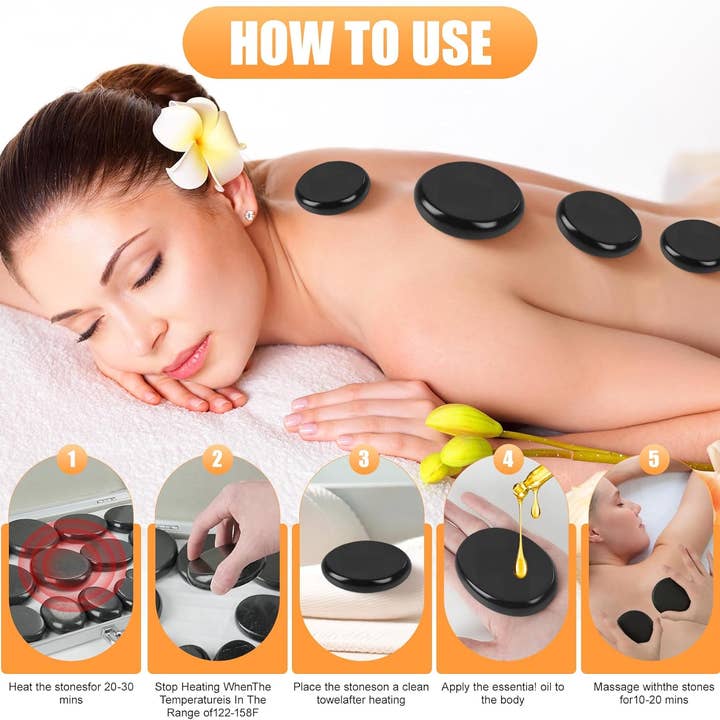VIGOR - Wholesale Body massager - Basalt Hot Rocks Massage 20 pcs Stone, Professional Massage1
