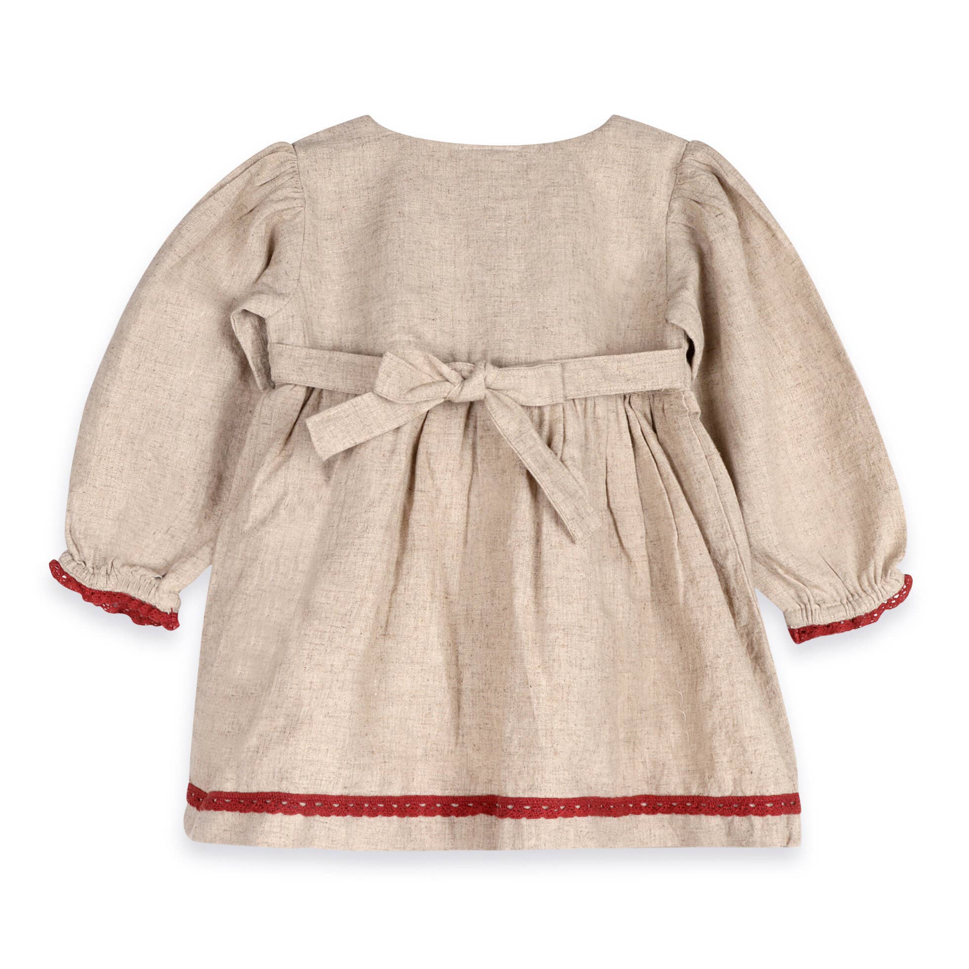 Natural Ravello Embroidered Baby Dress & Bloomer (Linen Blend) for wholesale on Faire5