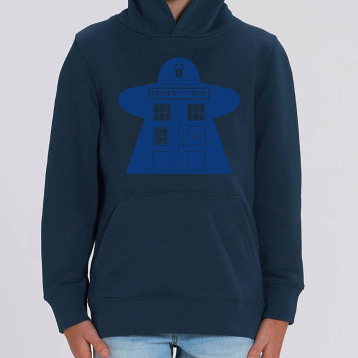 TARDIS Meeple Kids Hoodie for wholesale by Meeplings | Handmade in Berlin
