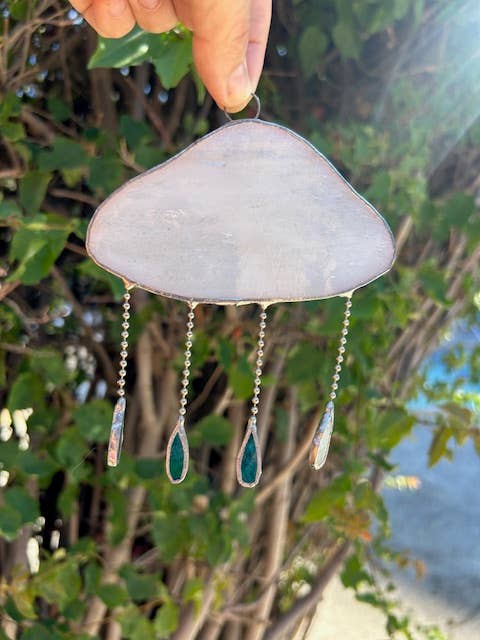 Stained glass stars and Talavera - Wholesale Suncatcher - Handmade Cloud Stained Glass Suncatcher with Raindrop Charms3