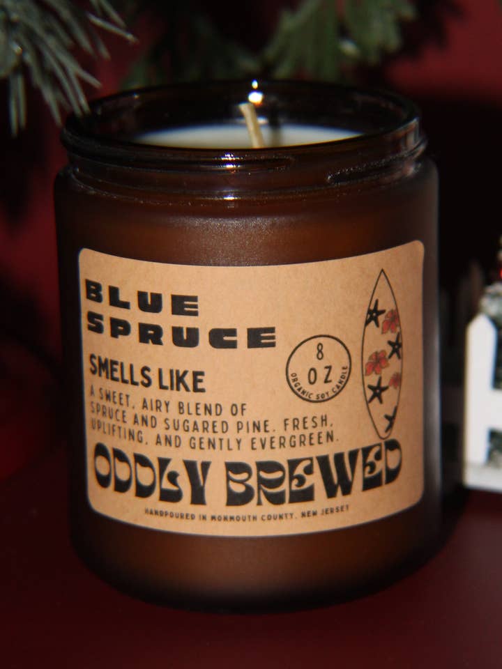 Blue Spruce Soy Candle for wholesale by Oddly Brewed