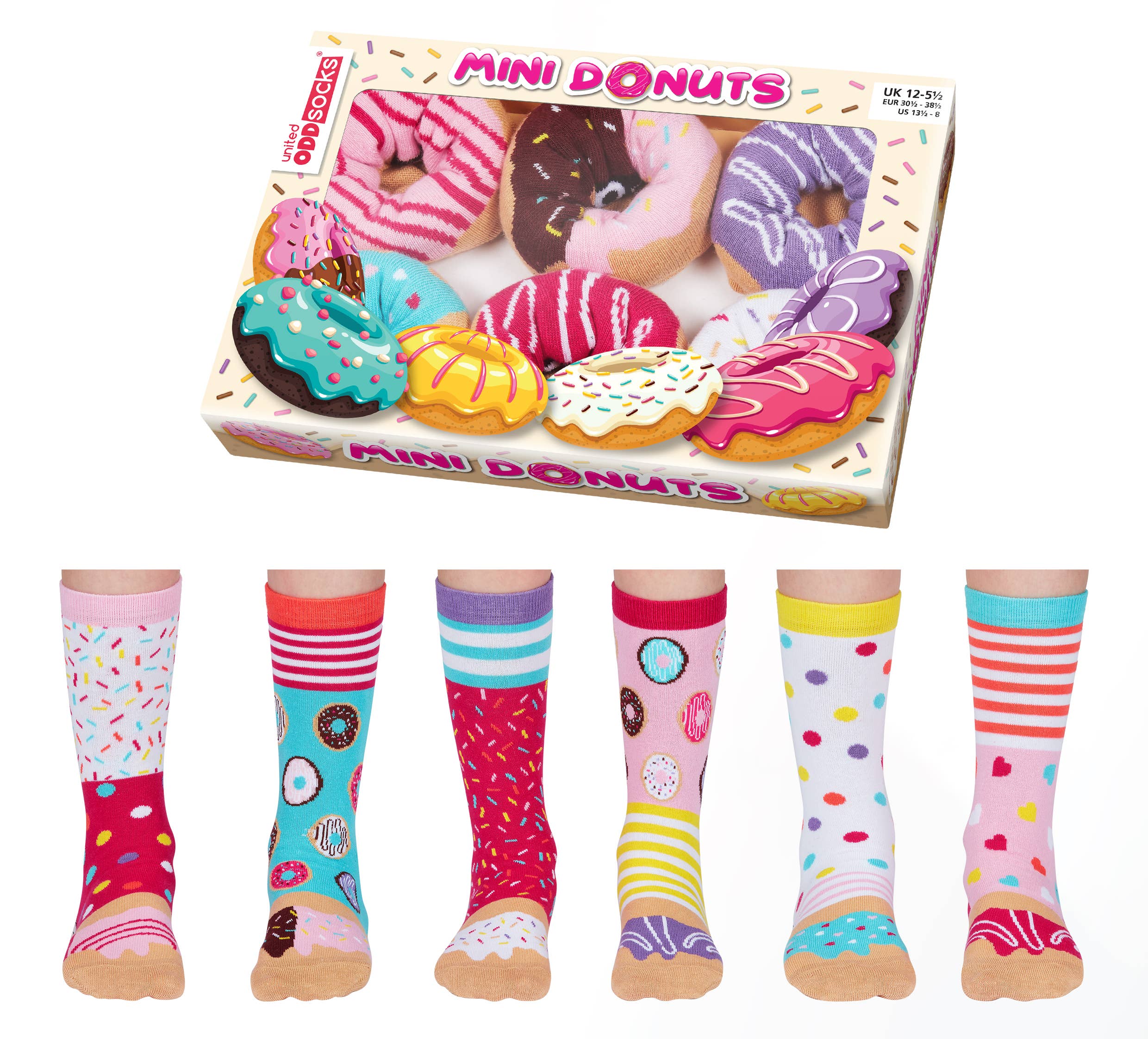 Sock Academy - Wholesale Socks - Kids - MINI DONUTS | 6 Odd Socks Gift Box - United Oddsocks