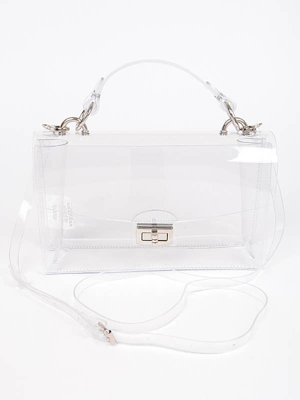Transparent Metal Studded Flap Bag for wholesale by Shop Neighbors