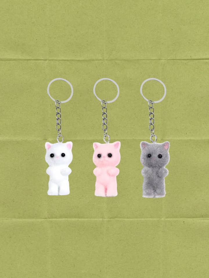 Calico Critter Trinket Cat Keychains: Cute Handmade Bag Charms for wholesale by ElectraMakes