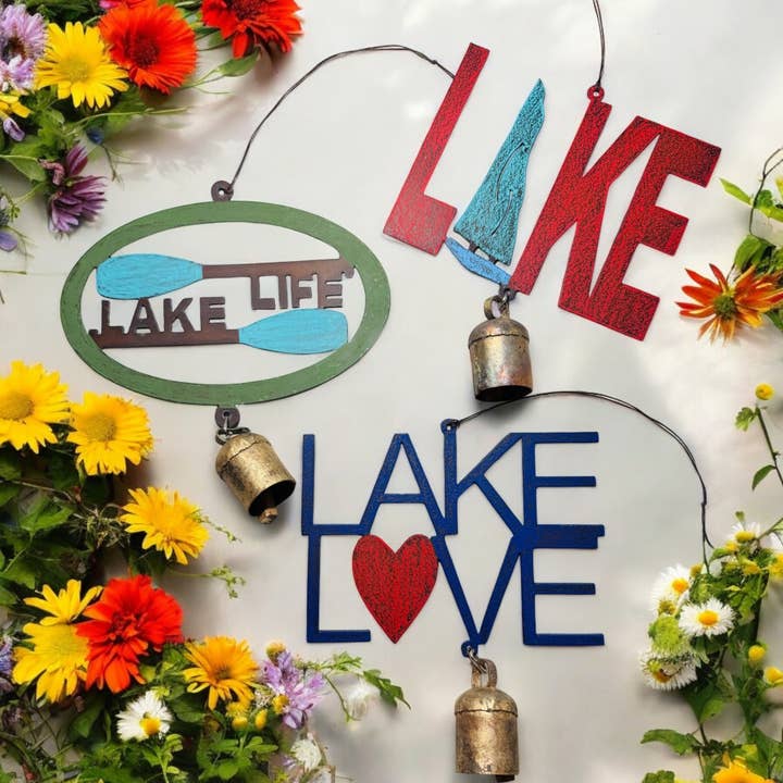 Whimsies – Espanta-espíritos por atacado – Sino de vento do lago Vida no lago diversão de verão em barco sino de metal EUA8