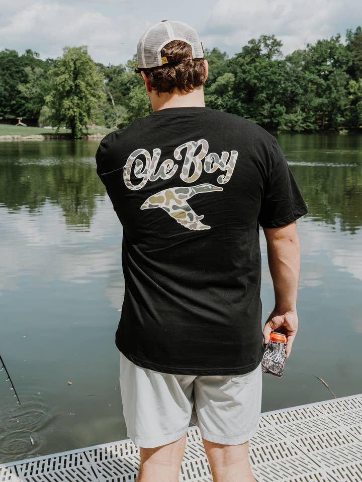 Black OLE BOY Camo Game T-Shirt - Duck for wholesale on Faire