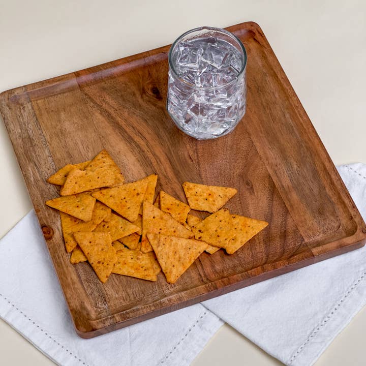 India Handicrafts Inc – wholesale Serving tray – Rustic Wood Square Serving Tray - LG3