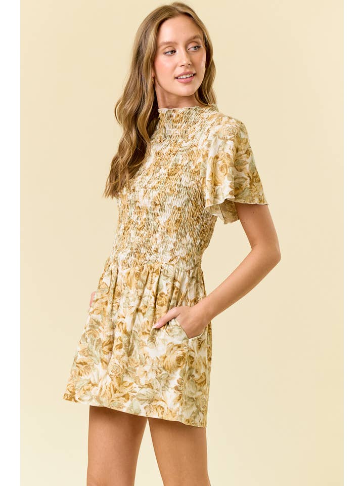 Doe and Rae – Engroshandel Romper - Dame – Blomstermønstret strikket ærmeløs romper med sidelomme - 27972R-12