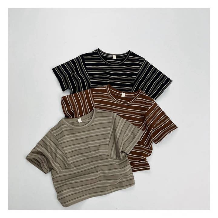 Summer Arrival Kids Unisex Comfortable Short Sleeves Striped Pattern Top Casual T-shirt for wholesale by MyKids-USA®