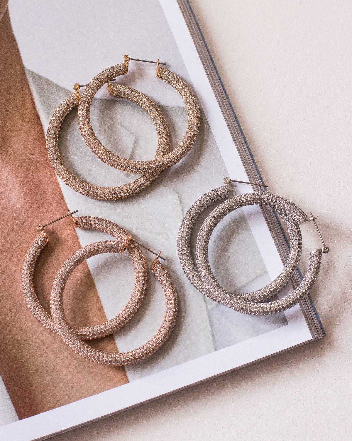 Luv AJ – wholesale Hoop earrings – Pave Amalfi Hoops- Gold7