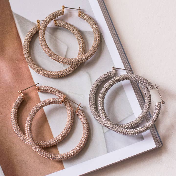 Luv AJ - Wholesale Hoop Earrings - Pave Amalfi Hoops- Gold7