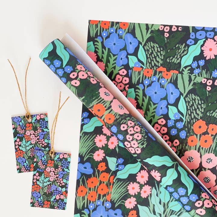 Lomond Paper Co - Wholesale Inpakpapier - Midnight Blue Flower Meadow recyclebare cadeauverpakking3