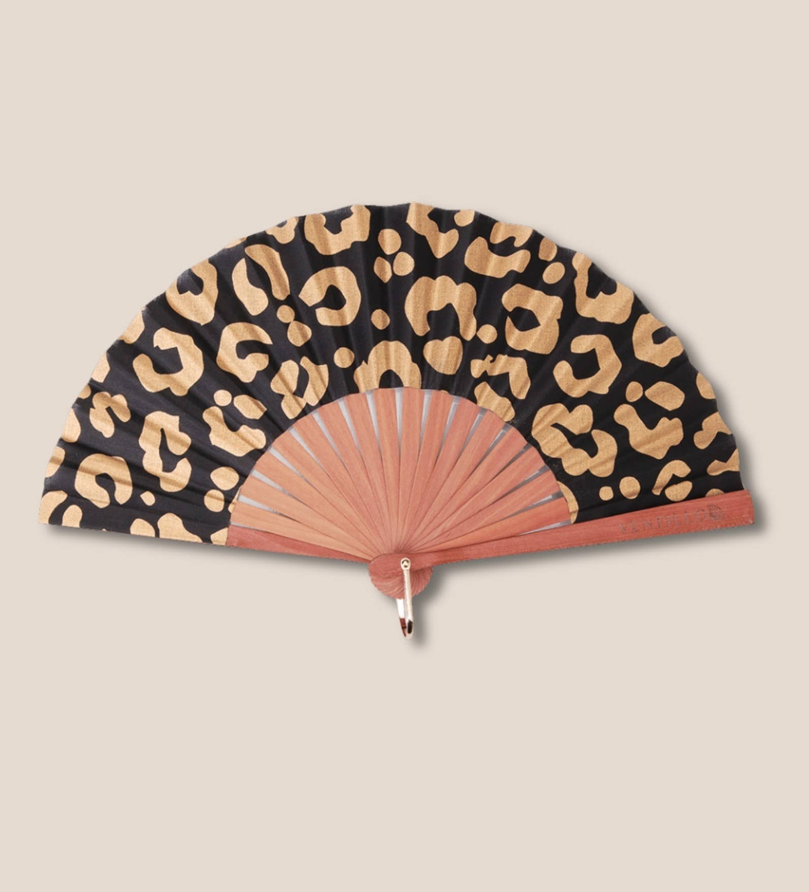 JolieJulie-MaLune-VentiLLo - Wholesale Handheld Folding Fan - MINI 42 black gold leopard fan