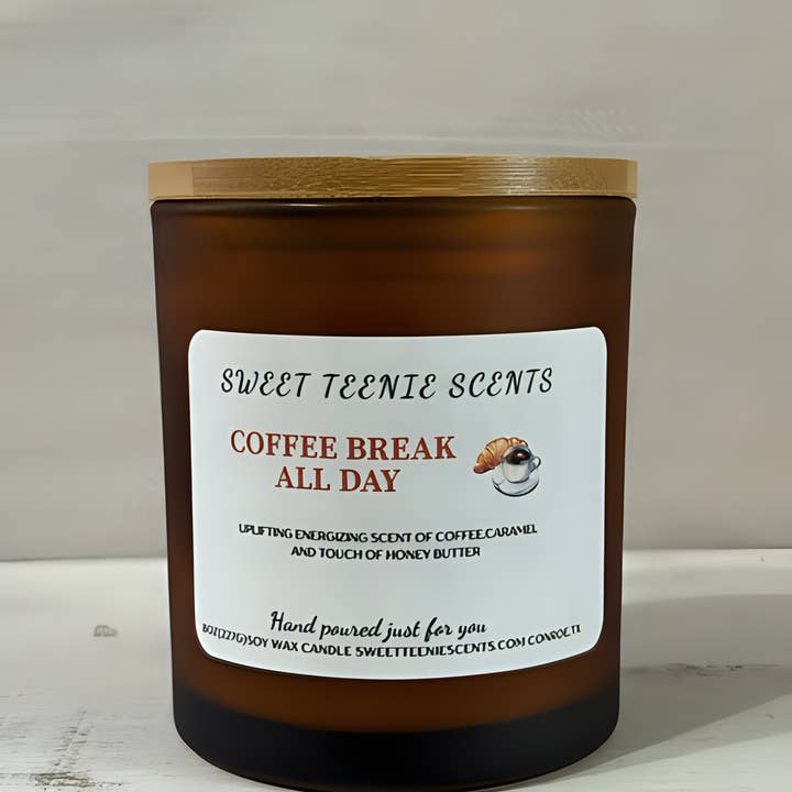 Coffee Break All Day Soy Candle - Black Matte Glass for wholesale by Sweet Teenie Scents
