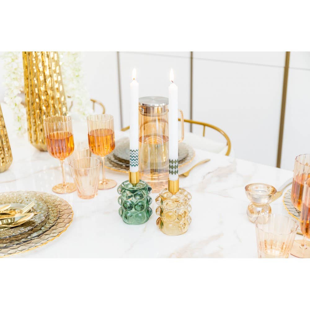 AULICA - Wholesale Candle Holder - Yellow and green bubble candle holders - set of 21