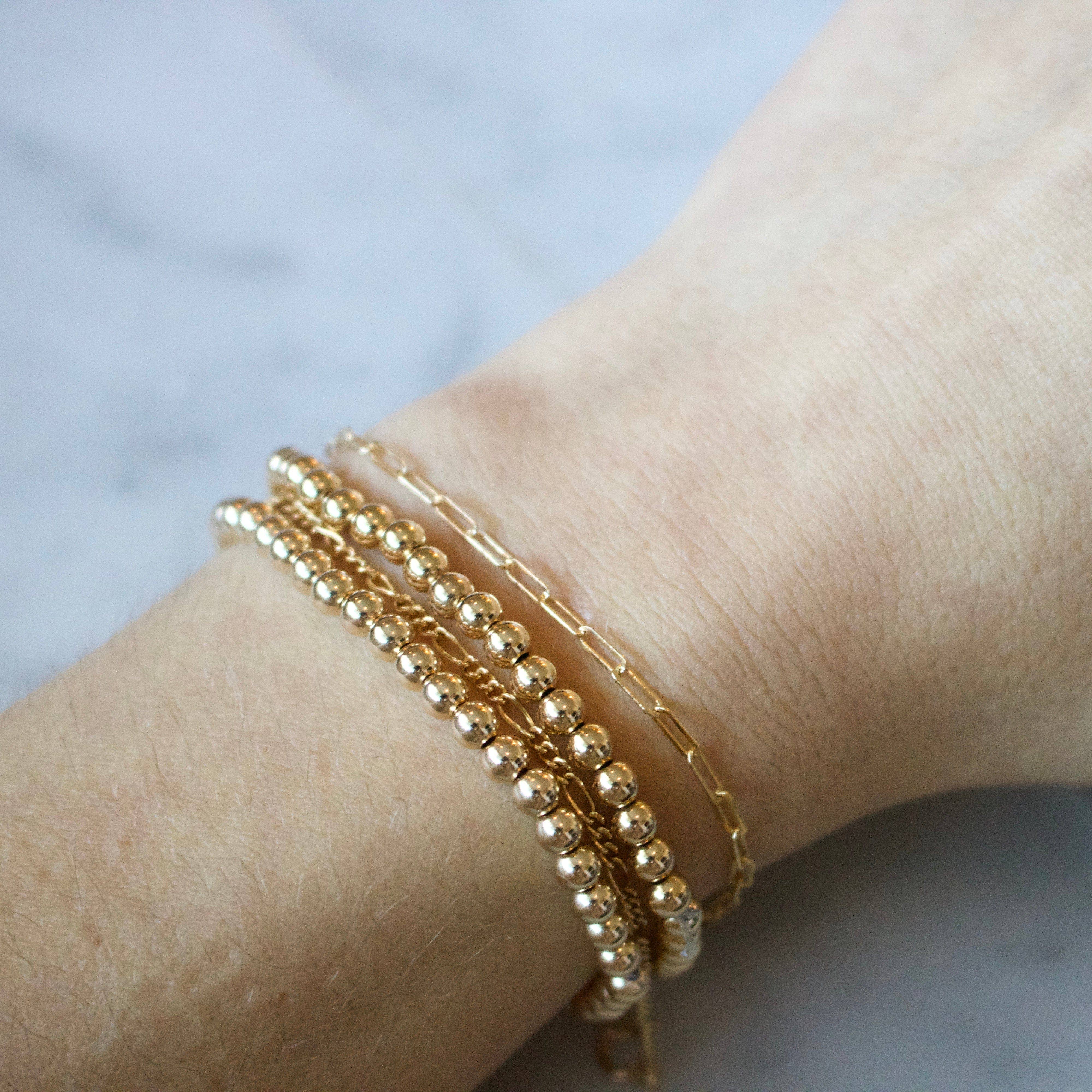 XO Hanalei - Wholesale Beaded Bracelet - 14k Gold Filled Bead Bracelet - 4mm Beads or Sterling Silver7