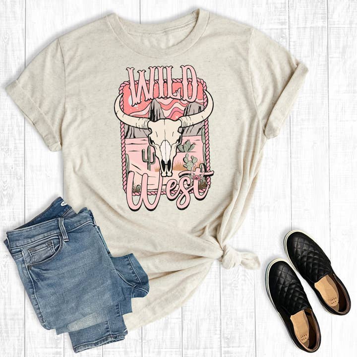 T-shirt gráfica Western Wild West Cowgirls por atacado de The Way Down South